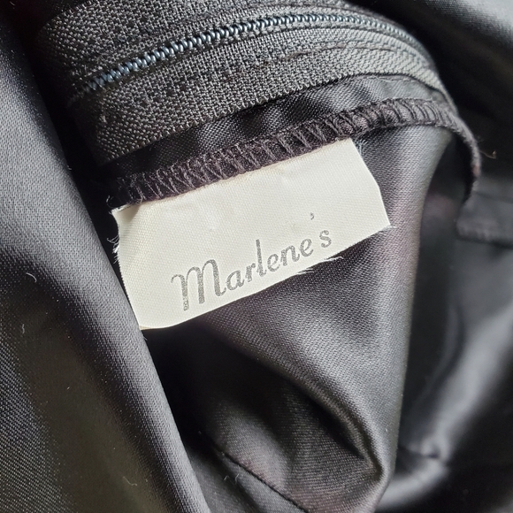 Vintage Marlene's Black 60" Long Gown / Black Satin Long Maxi Dress Gown - Picture 11 of 15